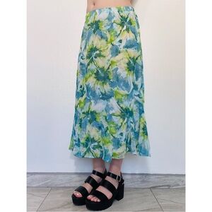🦞3/$30🦞 TanJay | Sheer Blue Green Floral Midi Skirt